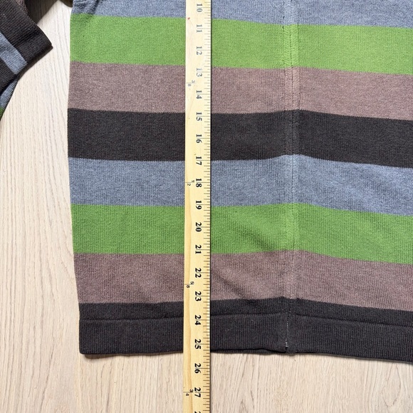 Vintage GAP Striped Cotton Long Sleeve Knit Sweater Mens Small Green Brown - Picture 7 of 8